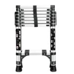 ⁦سلم الومنيوم تليسكوبي مستورد متداخل الاجزاء قابل للتعديل – 5 درجات للسلم / لون فضي – موديل YT-AT-S5⁩ - الصورة ⁦2⁩