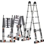 سلم الومنيوم تليسكوبي مستورد متداخل الاجزاء قابل للتعديل – طول 2.5 متر قابل للانحناء 360 درجة / موديل YT-ATM250