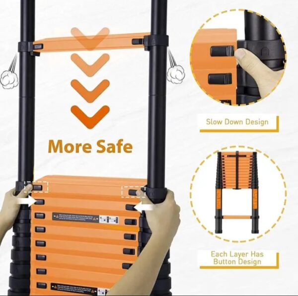 ⁦سلم فولاز كربوني تليسكوبي مستورد متداخل الاجزاء قابل للتعديل – طول 1.7 متر قابل للانحناء 360 درجة / موديل YT-CTM170⁩ - الصورة ⁦4⁩