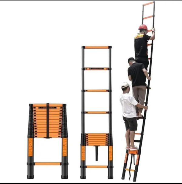 ⁦سلم فولاذ الكربوني تليسكوبي مستورد متداخل الاجزاء قابل للتعديل – طول 2.3 متر / موديل YT-CTS230⁩ - الصورة ⁦2⁩