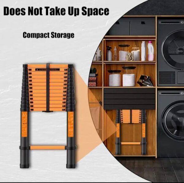 ⁦سلم فولاذ الكربوني تليسكوبي مستورد متداخل الاجزاء قابل للتعديل – طول 2.3 متر / موديل YT-CTS230⁩ - الصورة ⁦3⁩