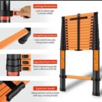 ⁦سلم فولاذ الكربوني تليسكوبي مستورد متداخل الاجزاء قابل للتعديل – طول 2.3 متر / موديل YT-CTS230⁩ - الصورة ⁦6⁩