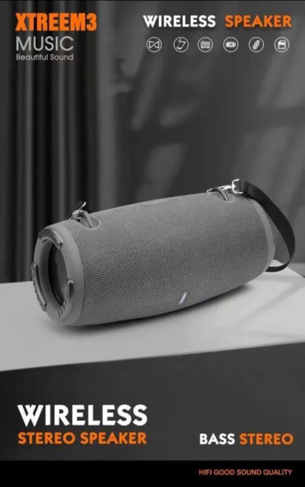 ⁦سماعة بلوتوث محمولة مع صوت ثلاثي الأبعاد – متوافق مع جميع الأجهزة – xtreme3 – رمادي⁩ - الصورة ⁦3⁩