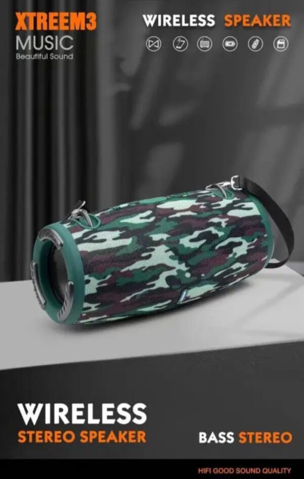 ⁦سماعة بلوتوث محمولة مع صوت ثلاثي الأبعاد – متوافق مع جميع الأجهزة – xtreme3 – كاكي⁩ - الصورة ⁦3⁩