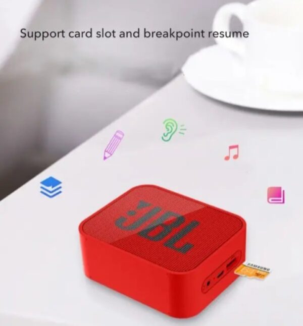 ⁦سماعة جي بي ال المحمولة بلوتوث وميكروفون وراديو FM ومكان لكارت الميموري متوافق مع الموبايل والكمبيوتر لون أحمر⁩ - الصورة ⁦6⁩