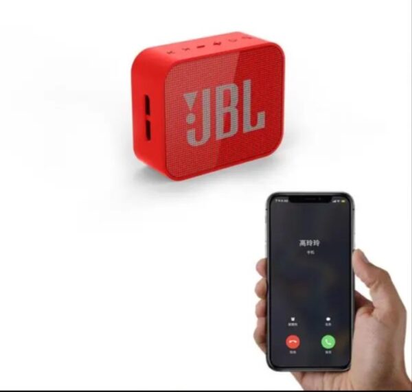 ⁦سماعة جي بي ال المحمولة بلوتوث وميكروفون وراديو FM ومكان لكارت الميموري متوافق مع الموبايل والكمبيوتر لون أحمر⁩ - الصورة ⁦2⁩