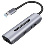 4K محول لابتوب من يو اس بي الي مخرج اتش دي ام اي – مايك – سماعة / مزود به مدخل اتش دي ام اي – موديل KJB5