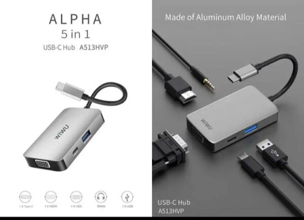 ⁦A513HVP موزع ويوو يو إس بي تايب C محول 5 في 1 متوافق مع اجهزة الماك⁩ - الصورة ⁦4⁩