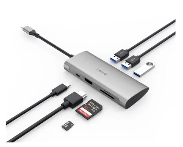 ⁦A731HP موزع ويوو يو إس بي تايب C محول 7 في 1 متوافق مع اجهزة الماك بوك⁩ - الصورة ⁦2⁩