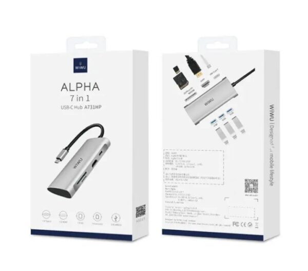 ⁦A731HP موزع ويوو يو إس بي تايب C محول 7 في 1 متوافق مع اجهزة الماك بوك⁩ - الصورة ⁦4⁩