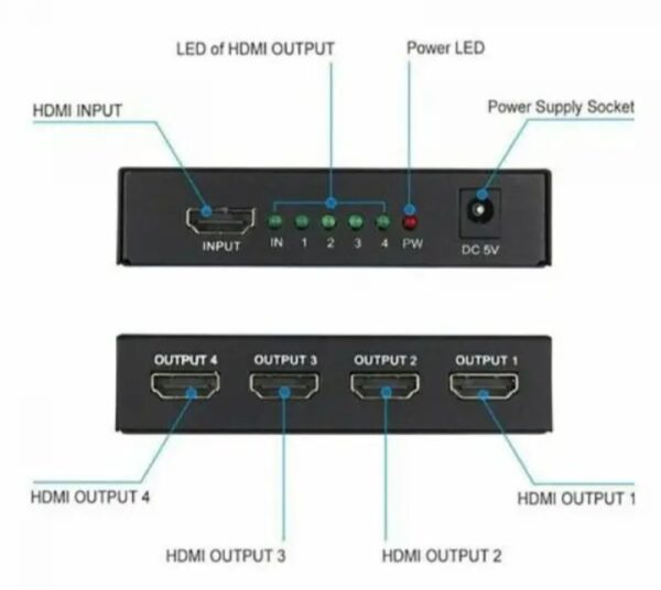 ⁦مقسم HDMI بـ4 منافذ بدقة 1080p⁩ - الصورة ⁦7⁩