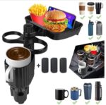 حامل أكواب للسيارة مزود بصينية طعام دوارة قابلة للفصل بالاضافة الي 2 فتحة كوب صغيرة وفتحة اكواب كبيرة / موديل CUP-A05