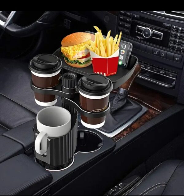 ⁦حامل أكواب للسيارة مزود بصينية طعام دوارة قابلة للفصل بالاضافة الي 2 فتحة كوب صغيرة وفتحة اكواب كبيرة / موديل CUP-A05⁩ - الصورة ⁦6⁩
