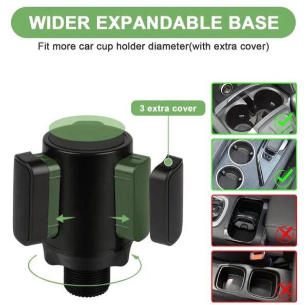 ⁦حامل أكواب للسيارة مزود بصينية طعام دوارة قابلة للفصل بالاضافة الي 2 فتحة كوب صغيرة وفتحة اكواب كبيرة / موديل CUP-A05⁩ - الصورة ⁦2⁩