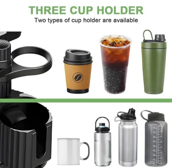 ⁦حامل أكواب للسيارة مزود بصينية طعام دوارة قابلة للفصل بالاضافة الي 2 فتحة كوب صغيرة وفتحة اكواب كبيرة / موديل CUP-A05⁩ - الصورة ⁦3⁩
