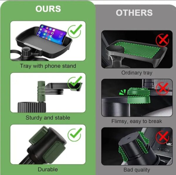 ⁦حامل أكواب للسيارة مزود بصينية طعام دوارة قابلة للفصل بالاضافة الي 2 فتحة كوب صغيرة وفتحة اكواب كبيرة / موديل CUP-A05⁩ - الصورة ⁦4⁩