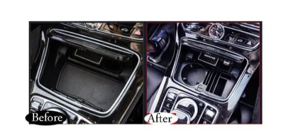 ⁦حامل اكواب مياه وبطاقات وموبايل ومحافظ لمرسيدس New E Class 2016-2019⁩ - الصورة ⁦3⁩