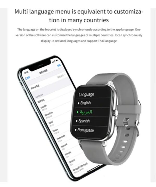 ⁦ساعة ذكية GTS تقوم بقياس نسبة الأكسجين في الدم و قياس نبطات القلب وضغط الدم وتنبيهات المكالمات والرسائل متوافق مع نظامي Android و IOS لون فضي⁩ - الصورة ⁦4⁩