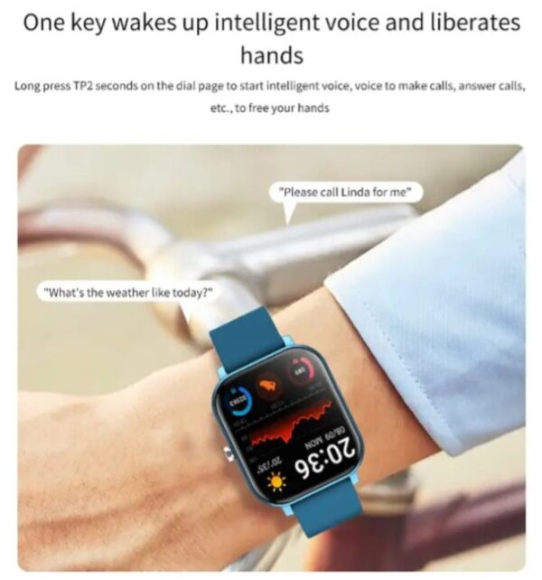 ⁦ساعة ذكية GTS تقوم بقياسم نسبة الأكسجين في الدم و قياس نبطات القلب وضغط الدم وتنبيهات المكالمات والرسائل متوافق مع نظامي Android و IOS لون أزرق⁩ - الصورة ⁦2⁩