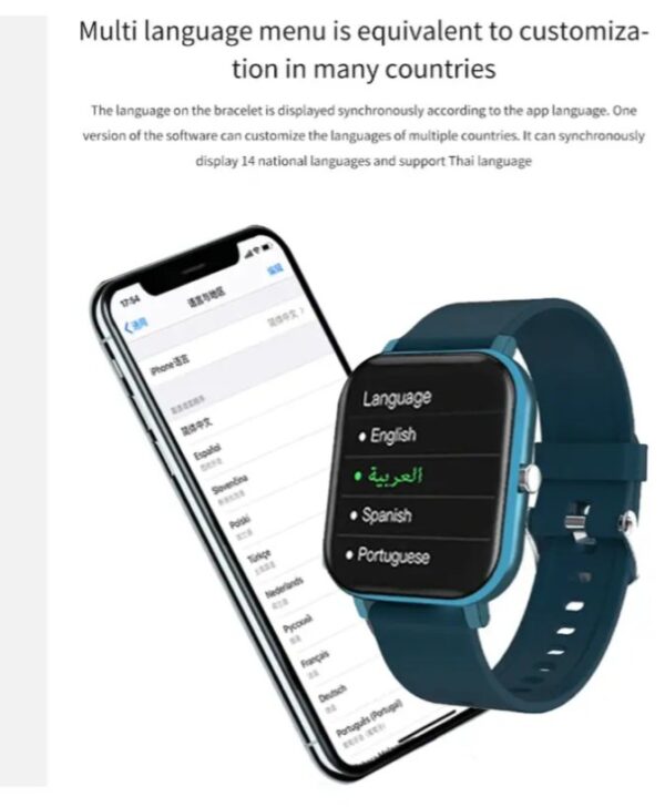 ⁦ساعة ذكية GTS تقوم بقياسم نسبة الأكسجين في الدم و قياس نبطات القلب وضغط الدم وتنبيهات المكالمات والرسائل متوافق مع نظامي Android و IOS لون أزرق⁩ - الصورة ⁦3⁩