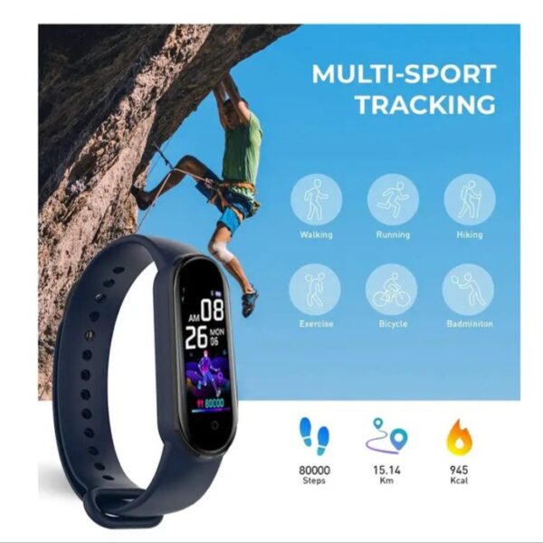 ⁦ساعة ذكية M5 احدث اصدار تعمل باللمس متوافقة مع Android و iOS – أزرق⁩ - الصورة ⁦7⁩