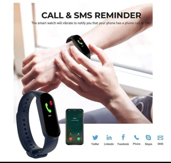 ⁦ساعة ذكية M5 احدث اصدار تعمل باللمس متوافقة مع Android و iOS – أزرق⁩ - الصورة ⁦6⁩