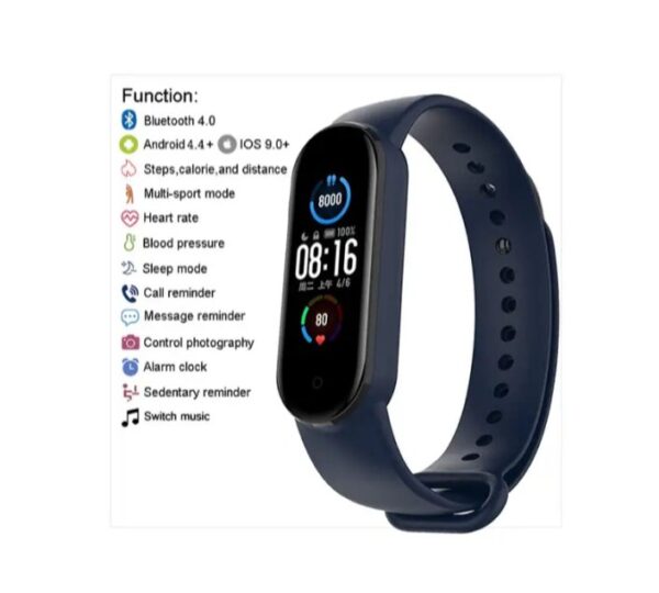 ⁦ساعة ذكية M5 احدث اصدار تعمل باللمس متوافقة مع Android و iOS – أزرق⁩ - الصورة ⁦4⁩