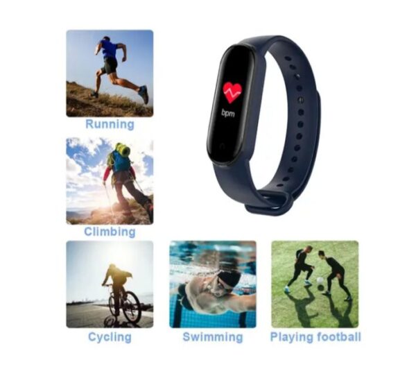 ⁦ساعة ذكية M5 احدث اصدار تعمل باللمس متوافقة مع Android و iOS – أزرق⁩ - الصورة ⁦3⁩