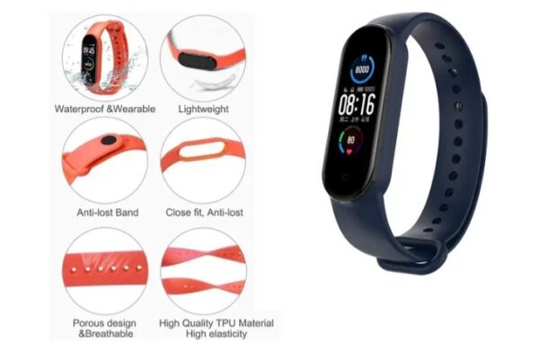 ⁦ساعة ذكية M5 احدث اصدار تعمل باللمس متوافقة مع Android و iOS – أزرق⁩ - الصورة ⁦5⁩