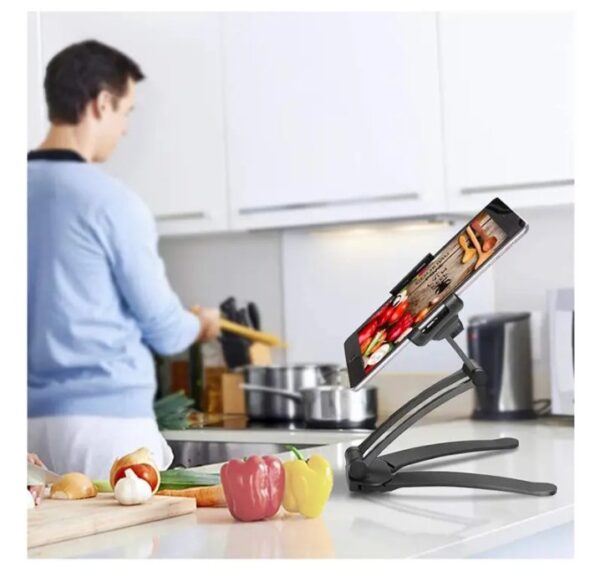 ⁦حامل للايباد والموبايل لسطح المكتب والجدار قابل للطي متحرك 360 درجة جميع الاتجاهات متوافق مع جميع الأجهزة – B15 – أسود⁩ - الصورة ⁦3⁩