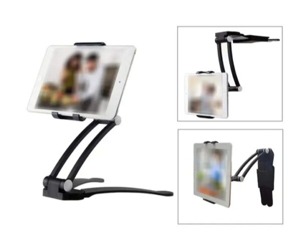 ⁦حامل للايباد والموبايل لسطح المكتب والجدار قابل للطي متحرك 360 درجة جميع الاتجاهات متوافق مع جميع الأجهزة – B15 – أسود⁩ - الصورة ⁦2⁩