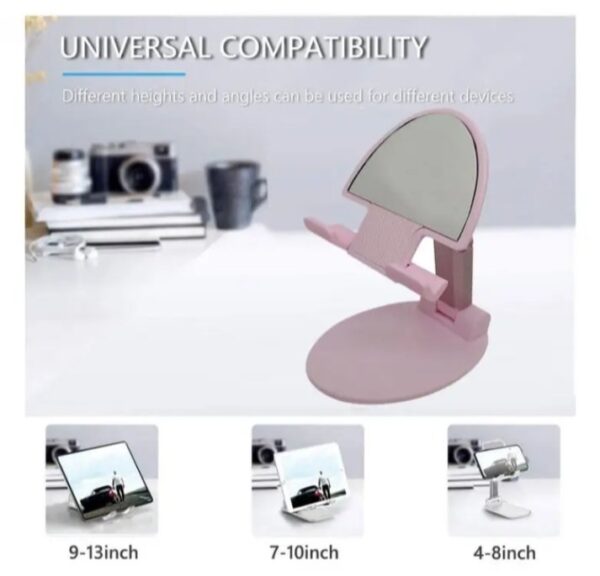 ⁦حامل مكتبي للموبايل قابل للطي متوافق مع جميع الأجهزة – B2 – زهري⁩ - الصورة ⁦3⁩