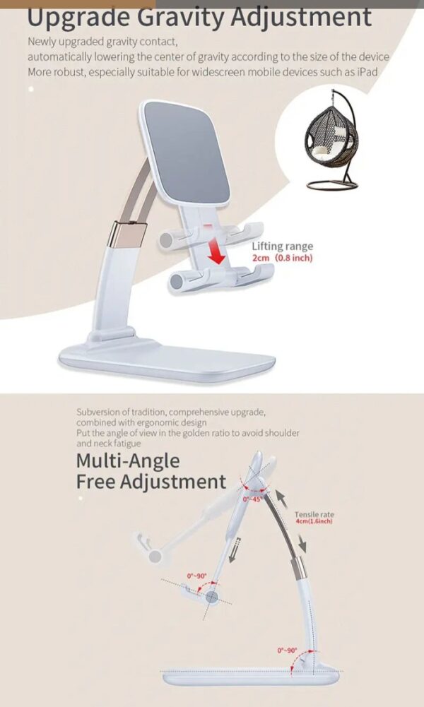 ⁦حامل مكتبي للموبايل قابل للطي متوافق مع جميع الأجهزة – B28 – أبيض⁩ - الصورة ⁦5⁩