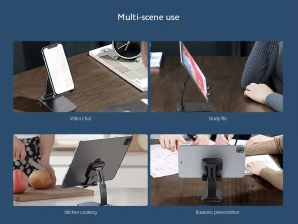 ⁦حامل مكتبي للموبايل قابل للطي متوافق مع جميع الأجهزة – B28 – أبيض⁩ - الصورة ⁦3⁩