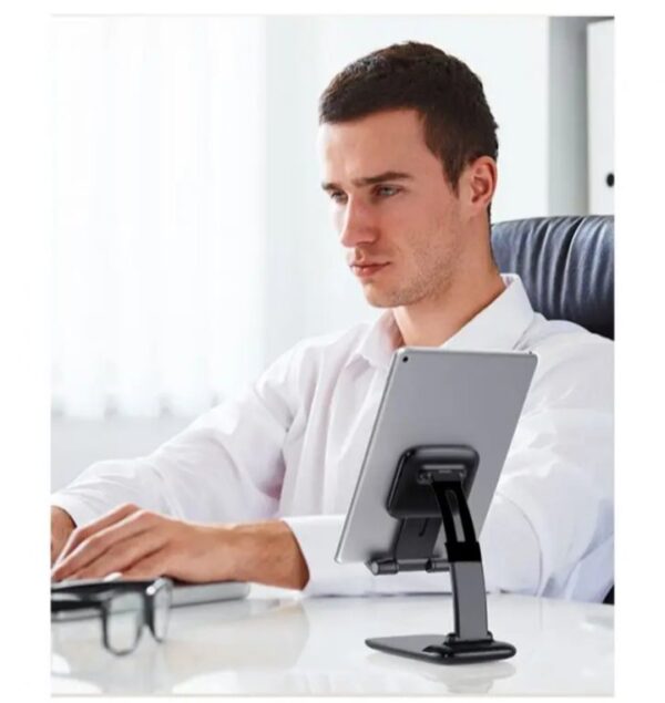 ⁦حامل مكتبي للموبايل قابل للطي متوافق مع جميع الأجهزة – B28 – أسود⁩ - الصورة ⁦5⁩