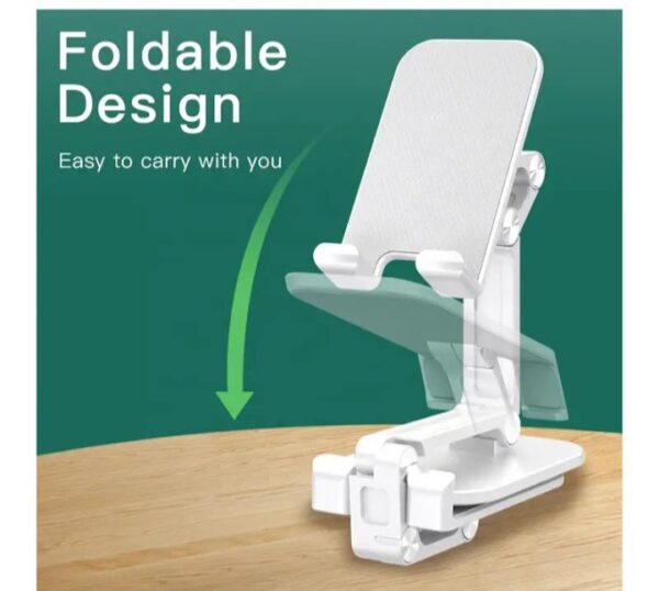 ⁦حامل مكتبي للموبايل قابل للطي متوافق مع جميع الأجهزة – MQ100 – ابيض⁩ - الصورة ⁦7⁩