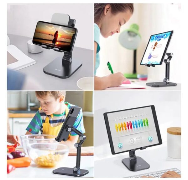 ⁦حامل مكتبي للموبايل قابل للطي متوافق مع جميع الأجهزة – MQ100 – ابيض⁩ - الصورة ⁦8⁩