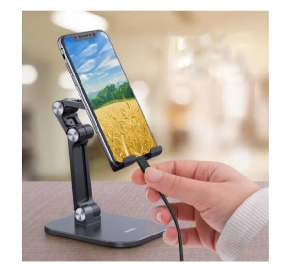 ⁦حامل مكتبي للموبايل قابل للطي متوافق مع جميع الأجهزة – MQ100 – ابيض⁩ - الصورة ⁦4⁩