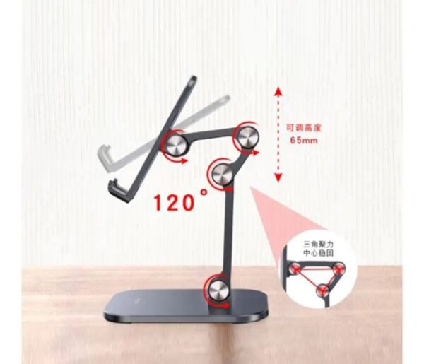 ⁦حامل مكتبي للموبايل قابل للطي متوافق مع جميع الأجهزة – MQ100 – اسود⁩ - الصورة ⁦2⁩