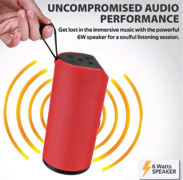 ⁦مكبر صوت T&G لاسلكي بلوتوث مضاد للماء استريو – راديو FM – منفذ كارت ميموري – USB – منفذ AUX لون احمر⁩ - الصورة ⁦3⁩