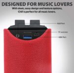 ⁦مكبر صوت T&G لاسلكي بلوتوث مضاد للماء استريو – راديو FM – منفذ كارت ميموري – USB – منفذ AUX لون احمر⁩ - الصورة ⁦4⁩