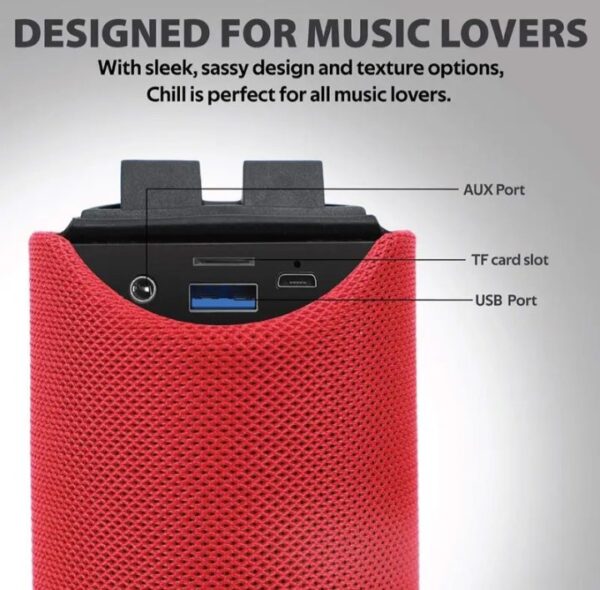⁦مكبر صوت T&G لاسلكي بلوتوث مضاد للماء استريو – راديو FM – منفذ كارت ميموري – USB – منفذ AUX لون احمر⁩ - الصورة ⁦4⁩