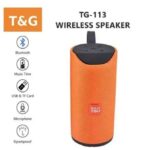 مكبر صوت T&G لاسلكي بلوتوث مضاد للماء استريو – راديو FM – منفذ كارت ميموري – USB – منفذ AUX لون برتقالي