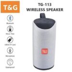 مكبر صوت T&G لاسلكي بلوتوث مضاد للماء استريو – راديو FM – منفذ كارت ميموري – USB – منفذ AUX لون فضي