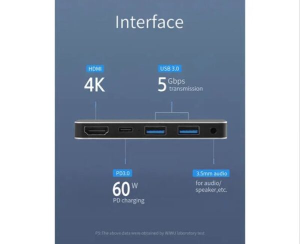 ⁦M X Pro موزع ويوو يو إس بي نوع تايب C محول 5 في 1 متوافق مع اجهزة هواوي MateBook X Pro⁩ - الصورة ⁦4⁩