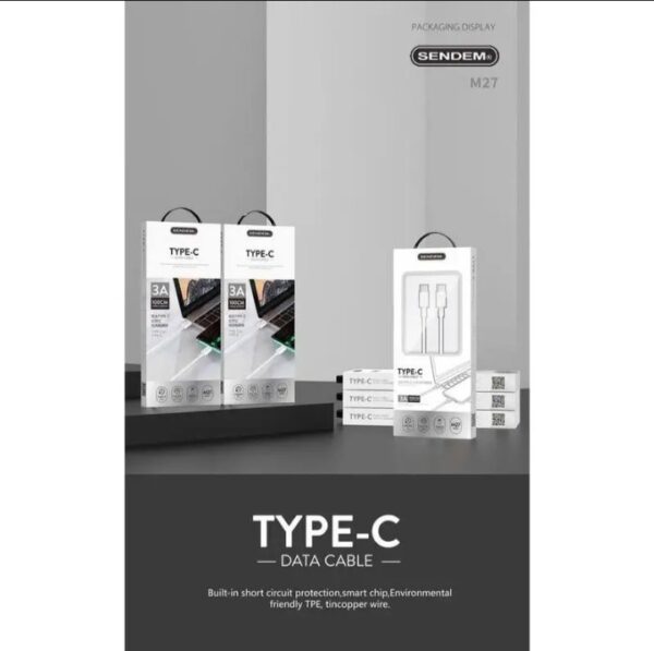 ⁦SENDEM كابل Type-C to Type-C للشحن السريع ونقل البيانات 1 متر M27⁩ - الصورة ⁦7⁩