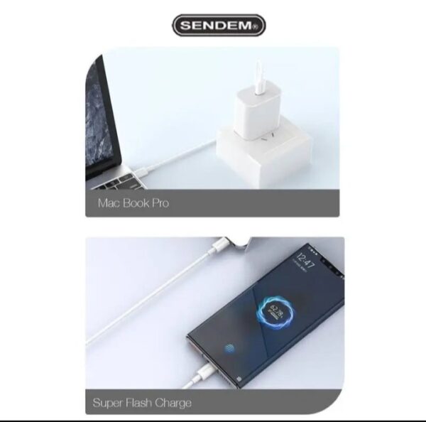 ⁦SENDEM كابل Type-C to Type-C للشحن السريع ونقل البيانات 1 متر M27⁩ - الصورة ⁦6⁩