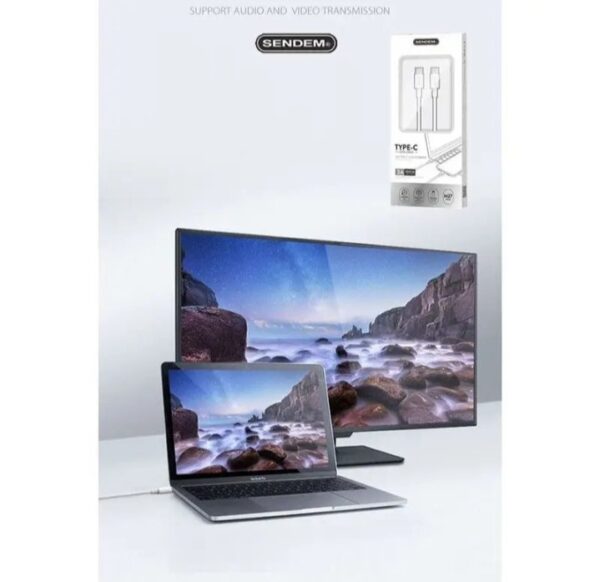 ⁦SENDEM كابل Type-C to Type-C للشحن السريع ونقل البيانات 1 متر M27⁩ - الصورة ⁦4⁩