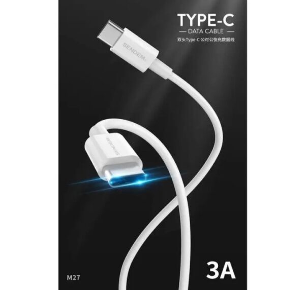 ⁦SENDEM كابل Type-C to Type-C للشحن السريع ونقل البيانات 1 متر M27⁩ - الصورة ⁦3⁩