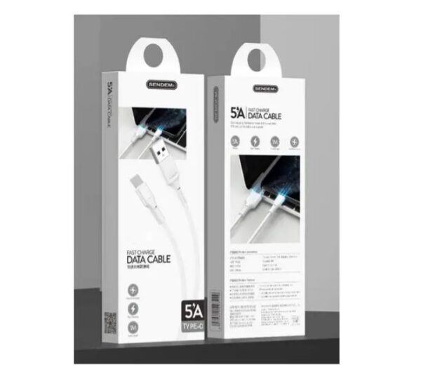 ⁦SENDEM كابل TYPE-C للشحن السريع ونقل البيانات 1 متر M2⁩ - الصورة ⁦3⁩